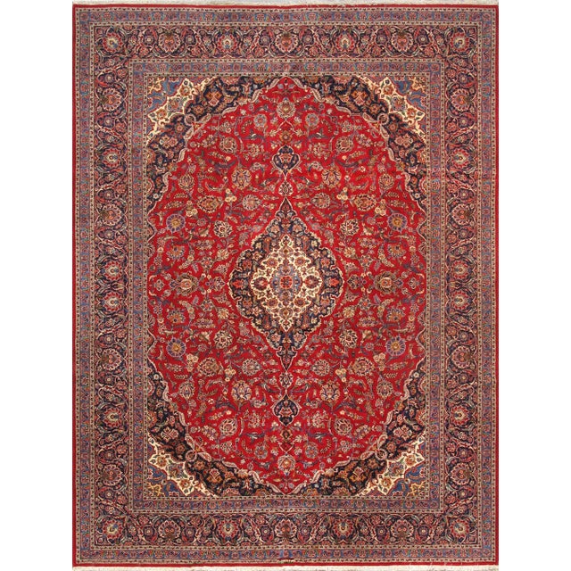 Textile Pasargad Home Antique Kashan Wool Area Rug-10' 5" X 14' 0" , Red For Sale - Image 7 of 7