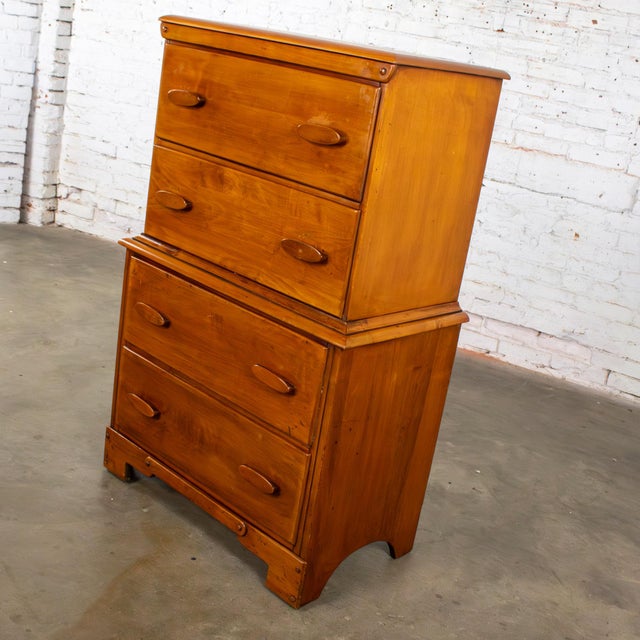 1930s to 1950s Transitional Solid Maple Tall Chest of Drawers With Hand Carved Pulls For Sale - Image 4 of 18