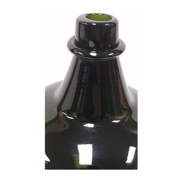 American Antique Dark Green Thick Glass Onion Bottle Reproduction For Sale - Image 3 of 6