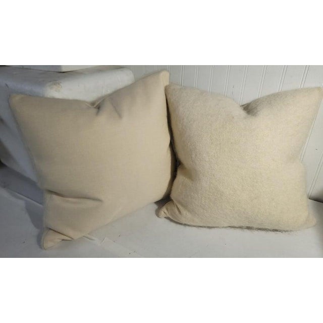 Pair of Mohair ivory pillows in fantastic condition.The inserts are down & feather inserts.