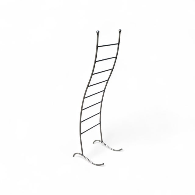 Gray Vintage Postmodern Steel Wavy Magazine Rack Holder For Sale - Image 8 of 17