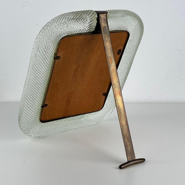 Large Torchon Glass Photo Frame attributed to Ercole Barovier for Barovier & Toso, 1938 For Sale - Image 4 of 16