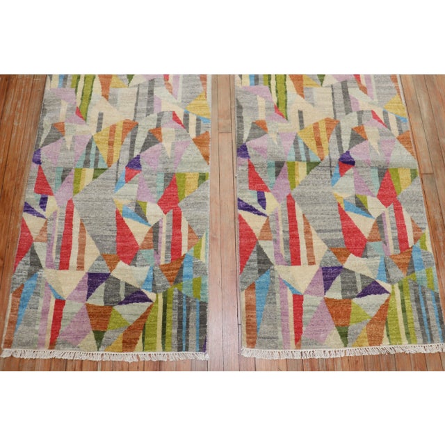 Contemporary Colorful Persian Runners - A Pair - 2'7" x 8'2" For Sale - Image 10 of 11