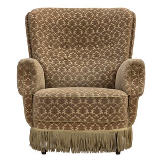 Danish Lounge Chair in Velour and Beech, 1960s For Sale