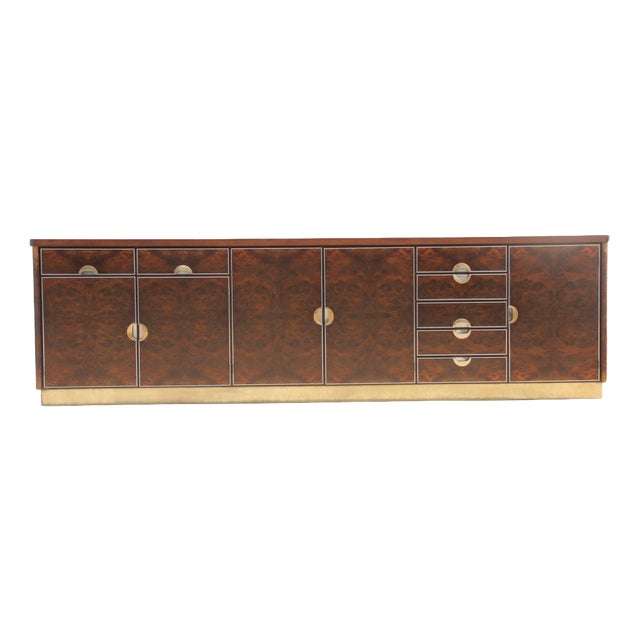 Walnut Burl and Brass Sideboard by Carlo Torriggiani, 1970 For Sale