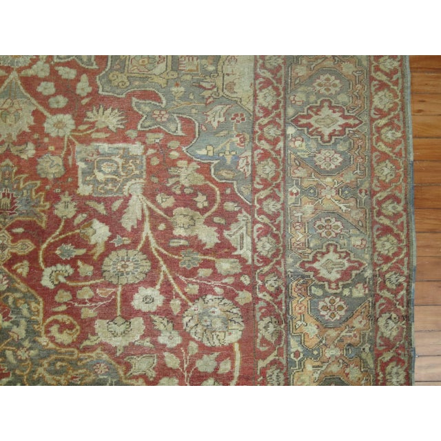 Early 21st Century Rosy Red and Gray Antique Turkish Sivas Carpet For Sale - Image 5 of 6