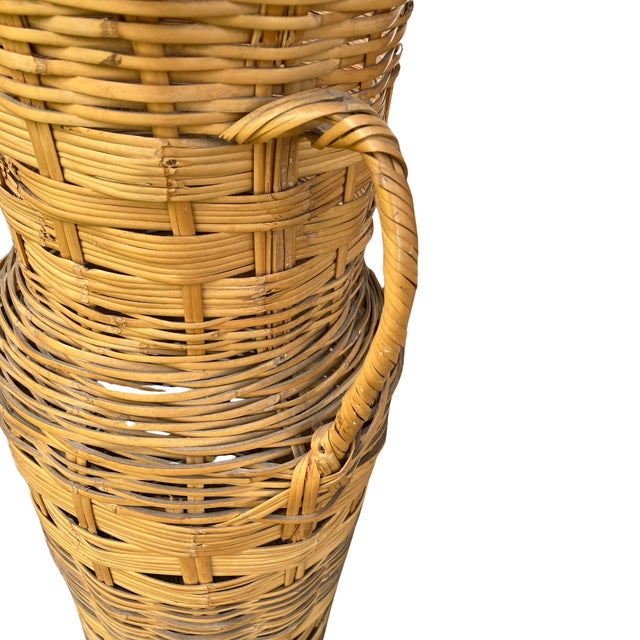 1970s 1970s Boho Wicker Floor Vase Basket For Sale - Image 5 of 8