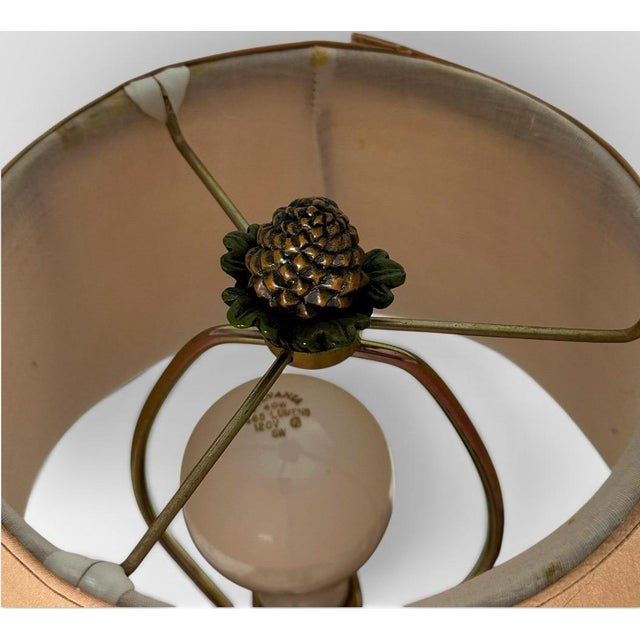 Vintage Hollywood Regency Painted Composition Pineapple Lamps - A Pair For Sale - Image 14 of 17