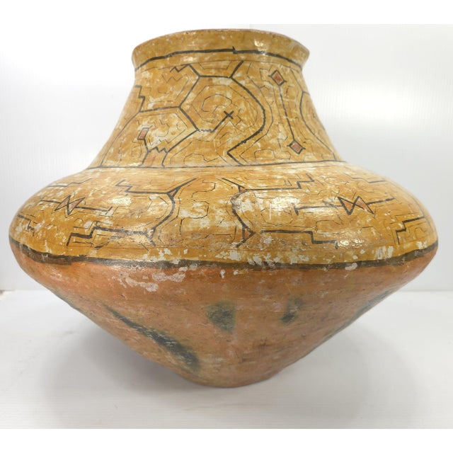 Ceramic Large Peruvian Shipibo - Conibo Terracotta Pot Handmade With Painted Decoration For Sale - Image 7 of 11