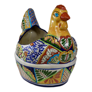 Vintage Talavera Mexican Pottery Huge Chicken Planter