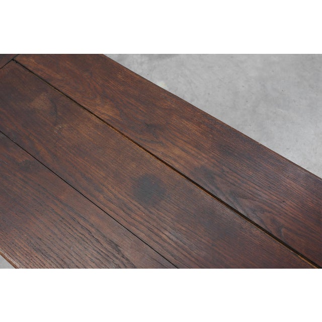 Dark Oak Coffee Table with Spiral‑Turned Trestle Legs, France, 1915 For Sale - Image 12 of 13