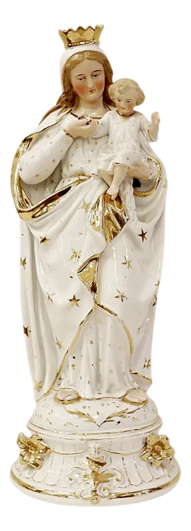 Porcelain Virgin Mary Child Christ, 19th Century