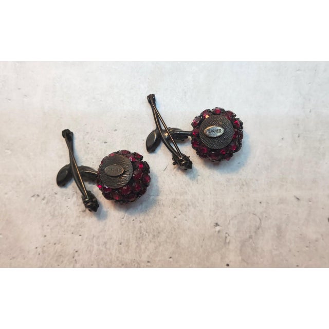 Vintage Rhinestone Cherry Brooches Set For Sale - Image 4 of 8
