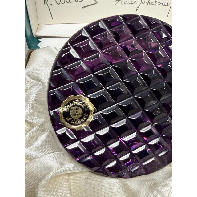 Cristal d'Albret France Franklin D Roosevelt Sulphide Paperweight Faceted Purple For Sale - Image 9 of 17