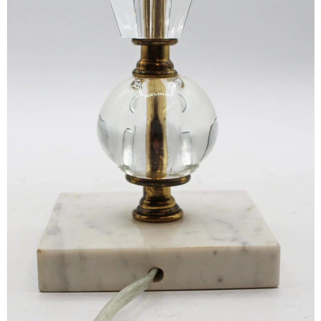 Mid-Century Modern Circa 1950s Stacked Cut and Orb Crystal Lamp With Carrara Marble Base For Sale - Image 3 of 7