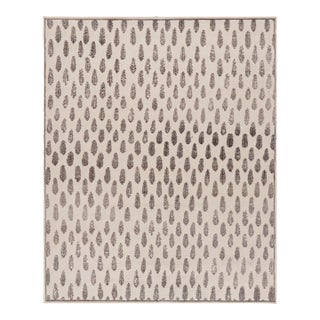 Rug & Kilim’s Modern Block Print Runner Rug in White with Mauve Floral Patterns - 3x12 For Sale
