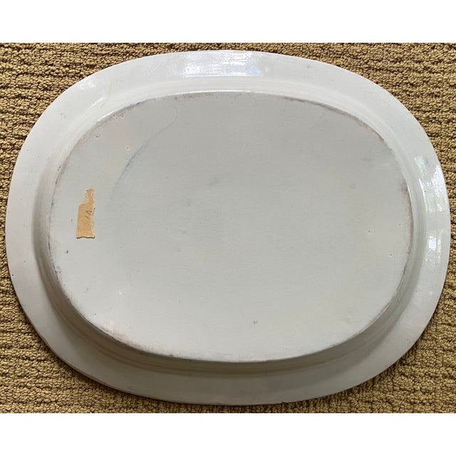 19th Century Antique 19th Century English Regency Pearlware Blue & White Transferware Platter With Sphinx and Greek Key Decoration For Sale - Image 5 of 6