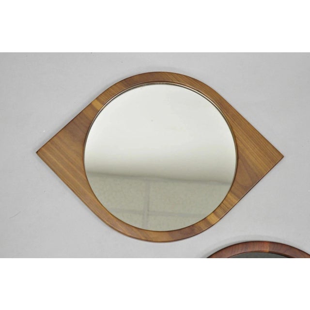 Mid-Century Modern Mid Century Danish Modern Style Sculpted Solid Teak Wood Mirrors - 3 Pc Set For Sale - Image 3 of 12