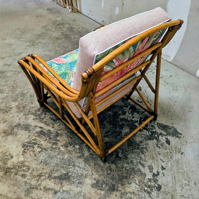 Wood Mid 20th Century Paul Frankl Attributed Ficks Reed Bamboo Lounge Chair No Label For Sale - Image 7 of 13