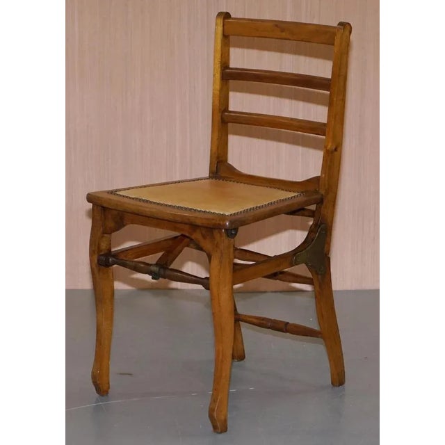 Solid Fruitwood Brass Fitting Military Campaign Folding Chair, 1890s For Sale - Image 4 of 18