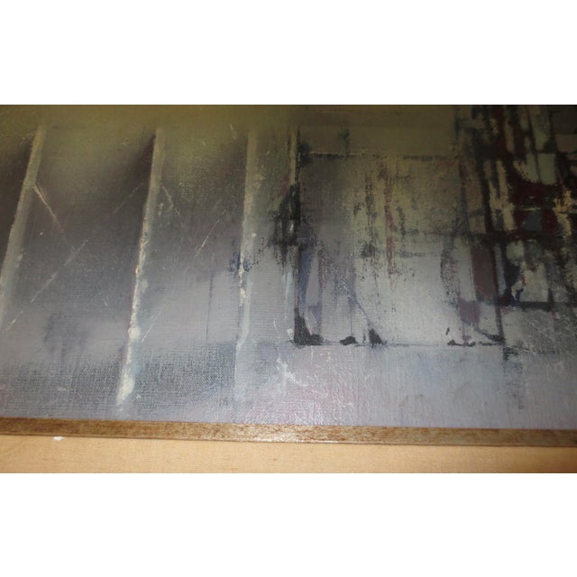 Mid-Century Modern "Jacus" Jean Theobald Jacus Oil Painting of Industrial Complex 1954 France For Sale - Image 3 of 7