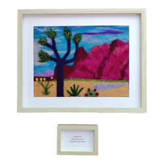 Contemporary Fiber Art Joshua Tree Desert Landscape Set With Haiku by Paula Darnell For Sale