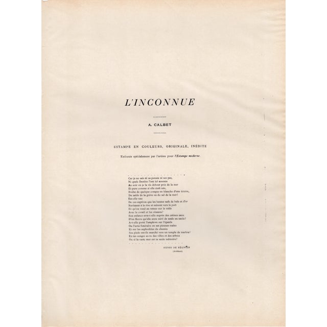 Antoine Calbet, L'Inconnue, 1897, Lithograph on Paper For Sale - Image 8 of 11