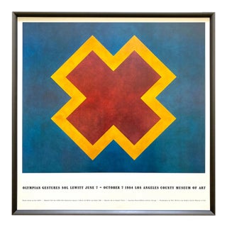 Sol LeWitt Vintage 1984 Lithograph Print " Olympian Gestures " Framed Modernist Exhibition Poster For Sale