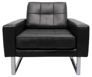 Chrome and Black Leather Armchair, 1970s