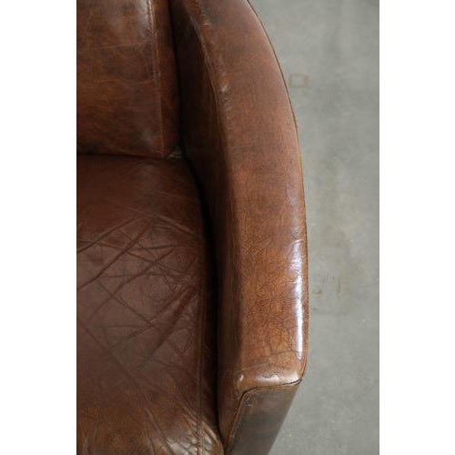Brown Aviator Cowhide Leather Armchair For Sale - Image 8 of 13