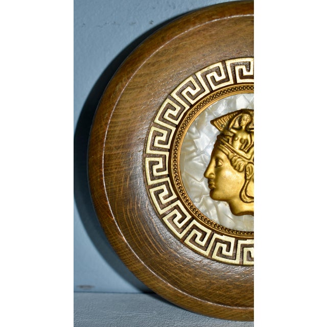 Vintage Small Grecian Wooden & Inlaid Wall Hanging For Sale - Image 11 of 13