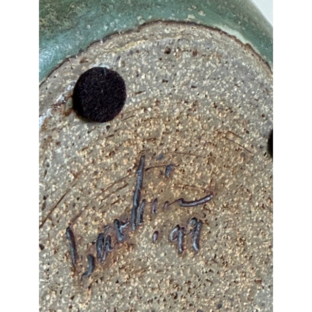 Pottery Pitcher With Dragonfly Glaze, Signed & Dated by Artist, Circa 1990s For Sale - Image 16 of 17
