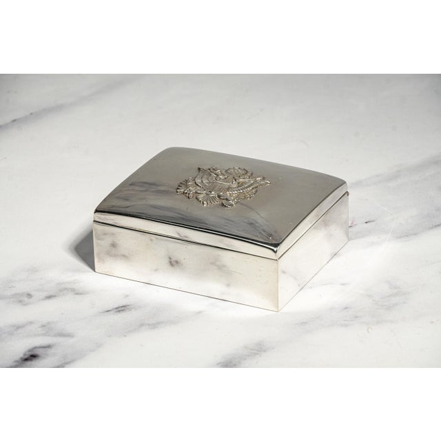 Mid Century Vintage Sterling Silver Box Eagle Emblem Desk Keepsake Box Luxury Home Decor For Sale - Image 12 of 14