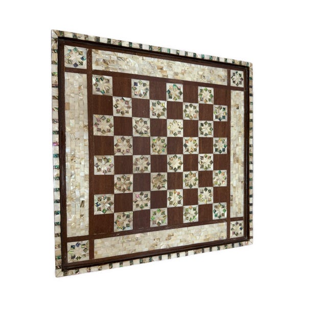 Handmade Wooden Chess Board, Wood Chess Board, Game Board, Mother of Pearl Inlay For Sale - Image 6 of 12