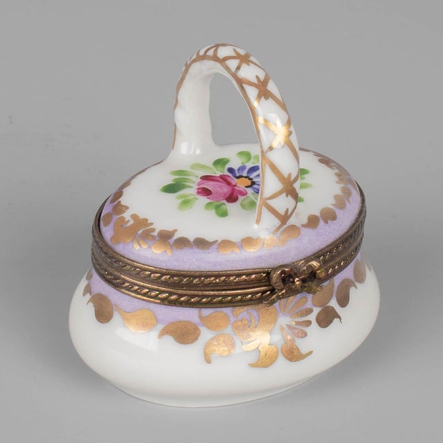 Limoges, France Limoges French Hand Painted Porcelain Boxes, Set of 5 For Sale - Image 4 of 10