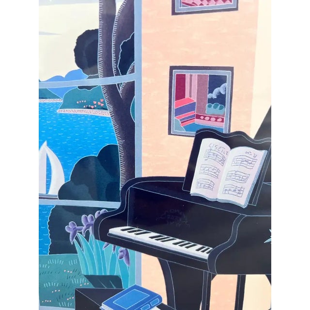 Thomas McKnight Thomas McKnight Yellow Music Room Lithograph , Framed 1980's For Sale - Image 4 of 7