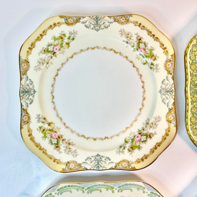 Ceramic 1950s Vintage Boho Chic Japanese Eclectic Victorian China Luncheon Plates - Set of 4, Meito China For Sale - Image 7 of 11