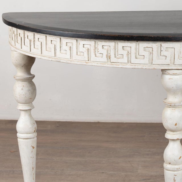 White Pair, 19th Century Swedish Gustavian White Demi Lune Console Tables For Sale - Image 8 of 15