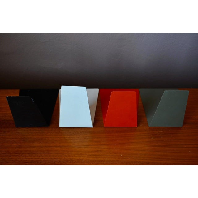 1960s Minimalist Bookends in Lacquered Metal, 1960s, Set of 4 For Sale - Image 5 of 6