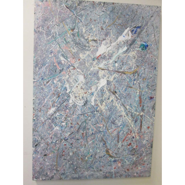 Abstract Large Splatter Art With Shimmer Signed For Sale - Image 3 of 7