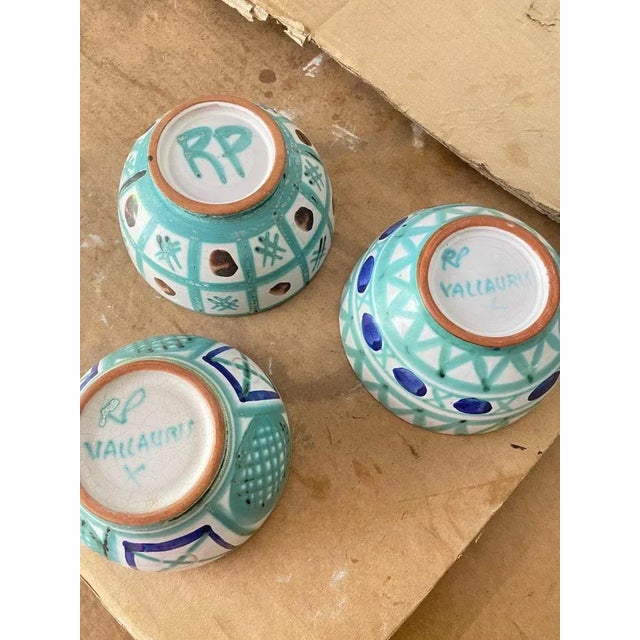 Ceramic Bowls in Green, Blue and Brown Color by Robert Picault, France, 1950s, Set of 3 For Sale - Image 12 of 13