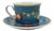 Late 20th Century Villeroy & Boch Citta Campagna Biella Blue Fruit Pattern Tea Cup/Saucer Set of 4 For Sale