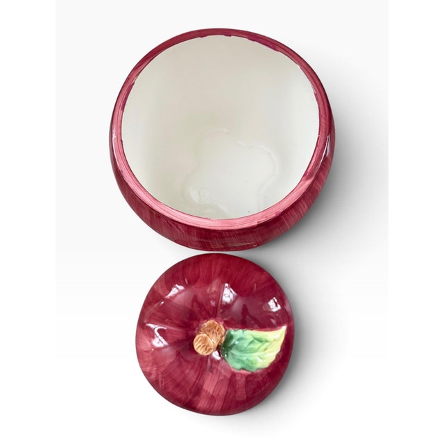 Vintage Asia Master Group Apple Cookie Jar, Ceramic, Red & Yellow For Sale - Image 4 of 5