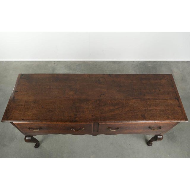 Metal Antique English Oak Dresser with Brass Handles, 1700s For Sale - Image 7 of 11