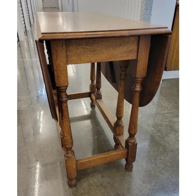 Antique English Gateleg Honey Oak Drop-Leaf Table For Sale - Image 4 of 13