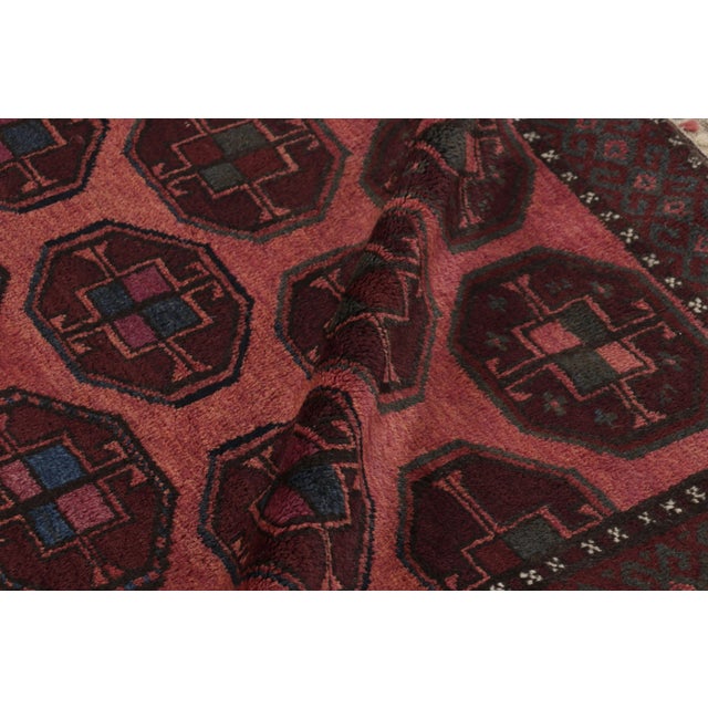 Textile Hand-Knotted Antique Baluch Rug in Red Blue Tribal Geometric Pattern For Sale - Image 7 of 10