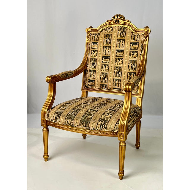 Wood Vintage Andre Originals French Neoclassical Giltwood Armchairs - A Pair For Sale - Image 7 of 14