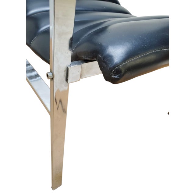 1970s 1970s Mid Century Italian Chrome Lounge Sling Chair Tuck Roll Living Room Arm Vintage For Sale - Image 5 of 18