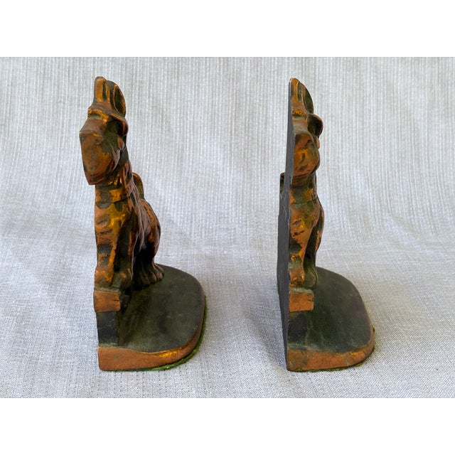 Copper Vintage Cast Iron Copper Scottie Dog Bookends a Pair For Sale - Image 8 of 15