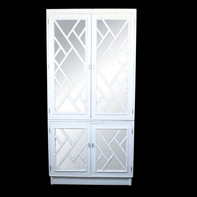 Late 20th Century Faux Bamboo Mirrored Cabinet by Omega For Sale In West Palm - Image 6 of 7